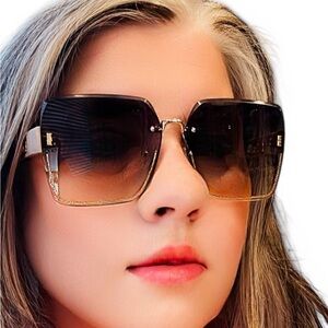 Oversized Gradient Brown Square Sunglasses